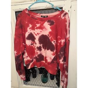 Steve Madden Large  Tie-Dye Sweatshirt Red Long Sleeve Crewneck Pullover‎